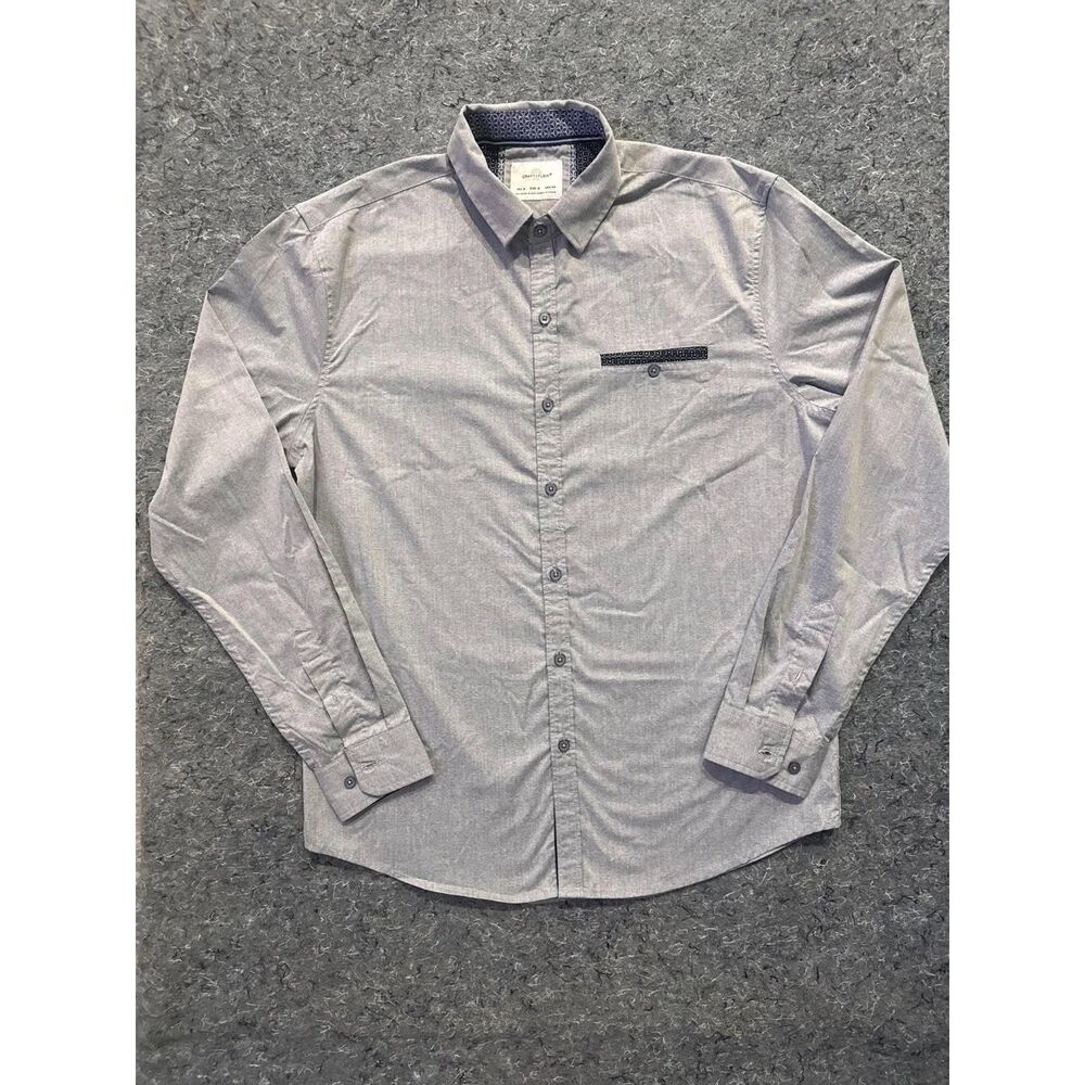 Craft + Flow Men’s Gray Long Sleeve Button Down Shirt Size Medium